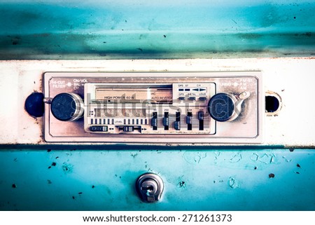 old car radio in vintage car