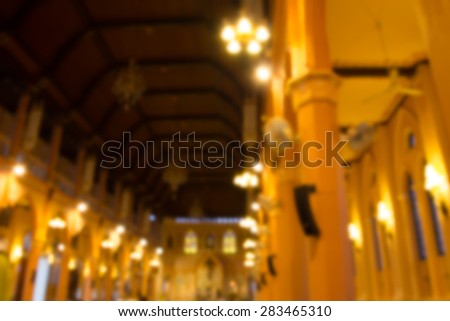 blurred photo of church interior for abstract background