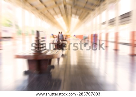 Blurred image of  waiting chair zone in railway station at Chiangmai Thailand  for background