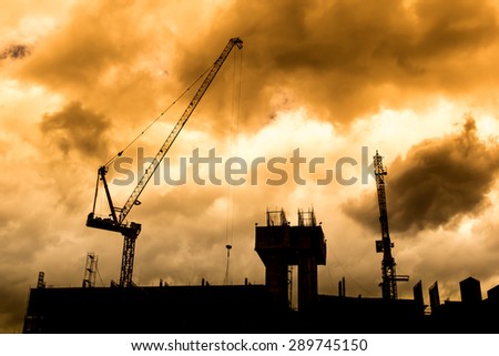 Construction site silhouette,color filter effect