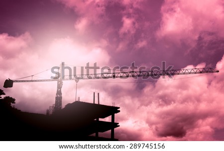 Construction site silhouette,color filter effect