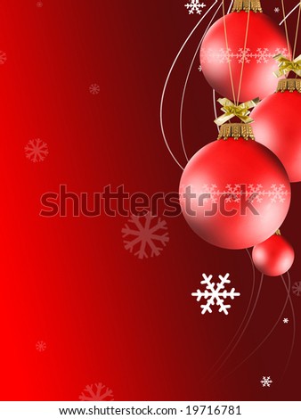 Red Christmas ornament with illustrated background.
