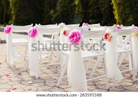 Decorations wedding, stylish marriage ceremony, bridal day decorations, luxury, soft focus selective