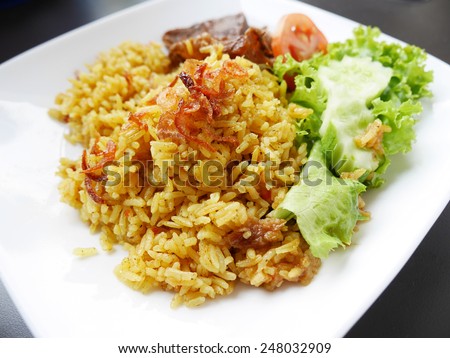 'Khao Mok Nua' Thai Beef Biryani, Halal Beef and Curry Rice