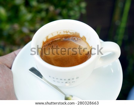 Double Shot Espresso Coffee in white small cup