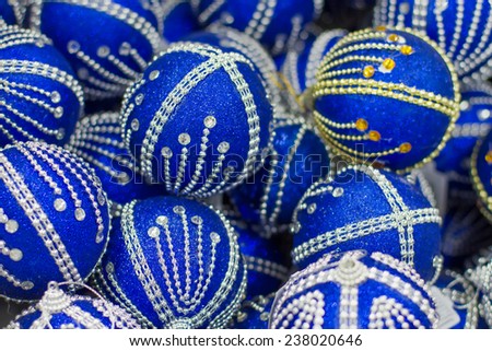 Christmas blue balls in rhinestones