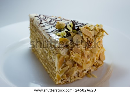 exclusive cake with almonds and white chocolate