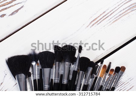 Bunch of different brushes for make-up. Professional brush for the face.