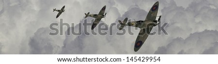 Battle of Britain Banner featuring a British RAF Spitfire made famous during the summer of 1940.