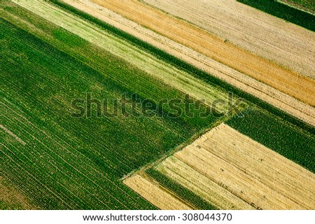 BirdÃ¢Â?Â?s Eye View of the Fields and Agricultural Parcel. Aerial Views.