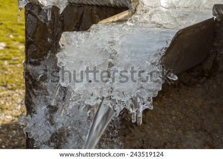 winter, spring water frozen; Source, spring water frozen, the melting ice