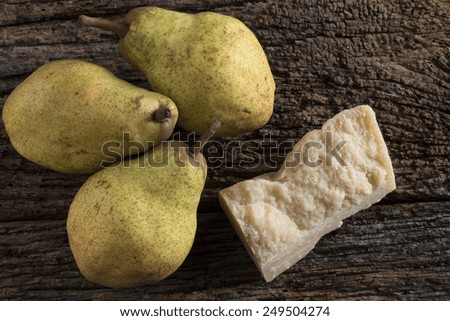 three pears with cheese,three pears with parmesan cheese