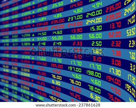 a large display of daily stock market price and quotation