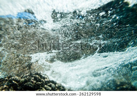 abstract underwater clear sea foam bubbles and bokeh texture background