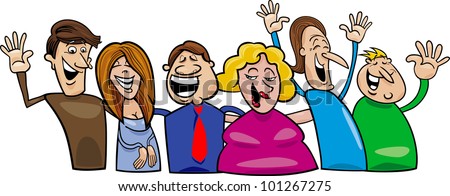 Cartoon Illustration Of Hugging Happy People Group - 101267275