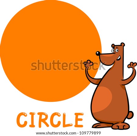 Cartoon Illustration Of Circle Basic Geometric Shape With Funny Bear