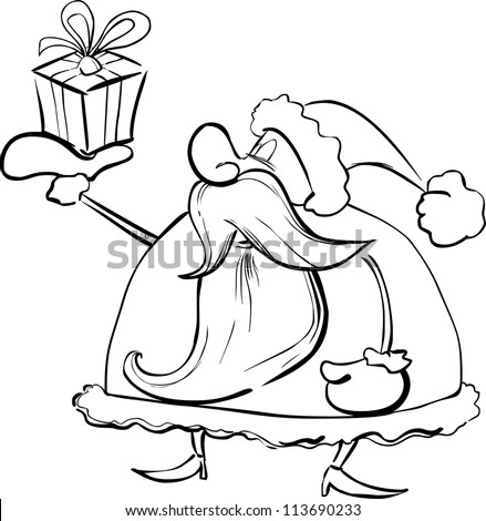 Cartoon Illustration Of Santa Claus Or Father Christmas Or Papa Noel With Special Present For