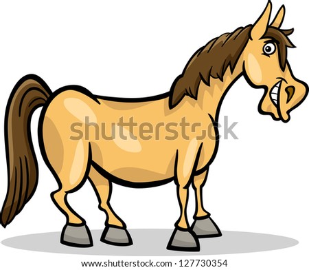 Cartoon Vector Illustration of Funny Horse Farm Animal