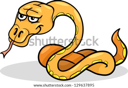 Cartoon Vector Illustration of Funny Snake Reptile Animal
