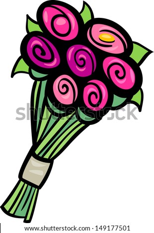 Cartoon Vector Illustration of Flowers Bunch or Bouquet Clip Art