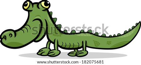 Cartoon Vector Illustration of Funny Crocodile or Lizard Reptile Animal