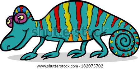 Cartoon Vector Illustration of Funny Chameleon Reptile Animal