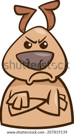 Cartoon Vector Illustration of Funny Dog Expressing Angry Mood or Emotion