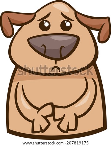 Cartoon Vector Illustration of Funny Dog Expressing Sad Mood or Emotion