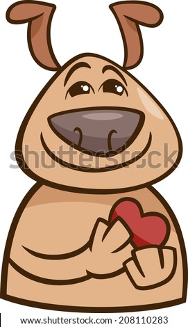 Cartoon Vector Illustration of Funny Dog Expressing In Love Mood or Emotion