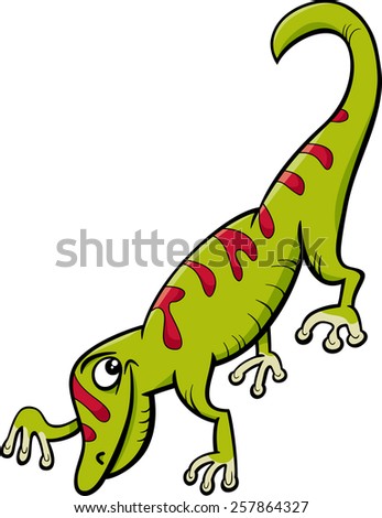 Cartoon Vector Illustration of Cute Gecko Reptile Animal
