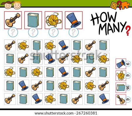 Cartoon Vector Illustration of Education Counting Game for Preschool Children Cartoon Vector Illustration of Education Counting Game for Preschool Children