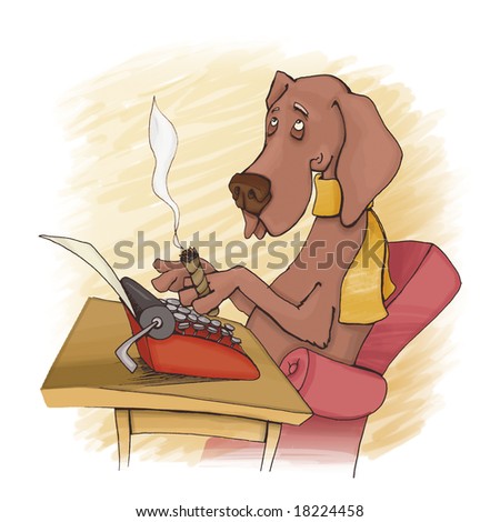 நாய் புடிக்கலாம் வாங்க - பாலா  - Page 3 Stock-photo-dog-writing-on-type-machine-18224458