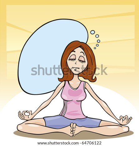 Cartoon Illustration Of Meditating Woman - 64706122 : Shutterstock