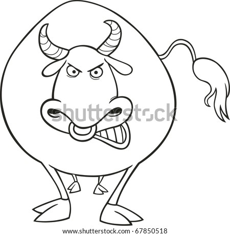 Illustration Of Angry Bull For Coloring Book - 67850518 : Shutterstock