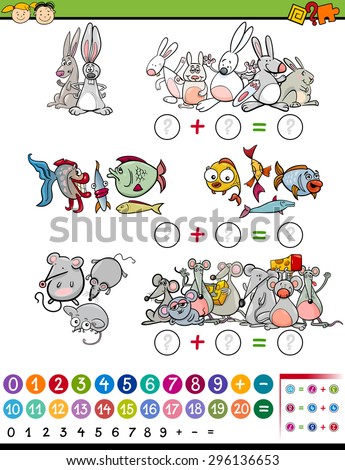 Cartoon Vector Illustration of Education Mathematical Game for Preschool Children with Animals