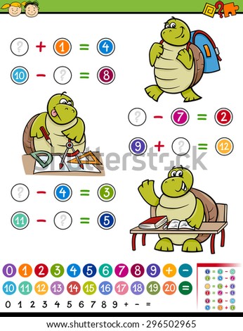 Cartoon Vector Illustration of Education Mathematical Algebra Game for Preschool Children