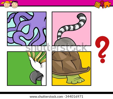 Cartoon Vector Illustration of Education Task for Preschool Children od Guess the Animals