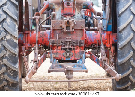 View of the back of an old tractors, vehicle suspension, agricultural, rural life