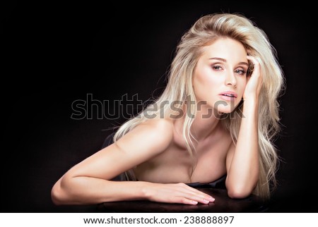 Portrait of naked beautiful sexy girl blonde