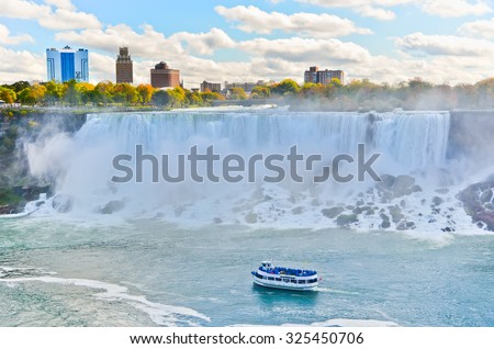 Panorama of Niagara Falls in autumn