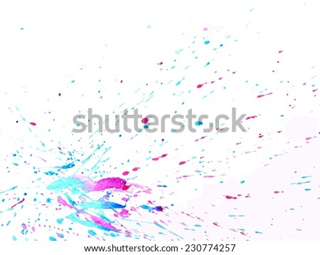 blue, pink, red watercolor splash on white background