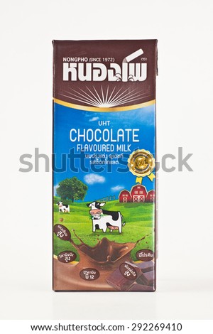 BANGKOK, THAILAND - JUNE 30: NongPho UHT Milk Chocolate Flavored on June 30, 2015. It is coming from the NONGPHO Dairy Co-Operative LTD that is the biggest farms in Thailand..