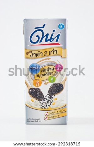 BANGKOK, THAILAND - JUNE 30:UHT Soy Milk Formula poppy Name DEENA ,on June 30 2015,It is coming from the DUTCHMILL COMPANY LIMITED , DutchMill Company Limited was incorporated on 27 January 2527.