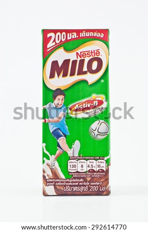 BANGKOK, THAILAND - JUNE 30: MILO UHT Milk chocolate malt on June 30,2015 it is coming from the Abico Dairy Farm Limited.
