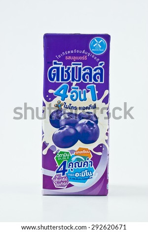 BANGKOK,THAILAND-JUNE 30 :DUCHMILL UHT DRINKIHG YOGHRT Blueberry It Is coming From The Dairy Plus Co., Ltd. on June 30,2015