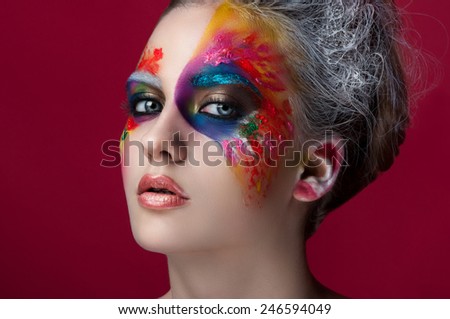 Face close up with creative makeup