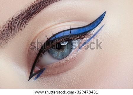 Colorful eye makeup closeup.