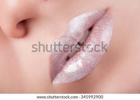Natural lip with white lipstick.