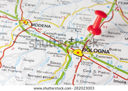 Road map of the city of Bologna Italy