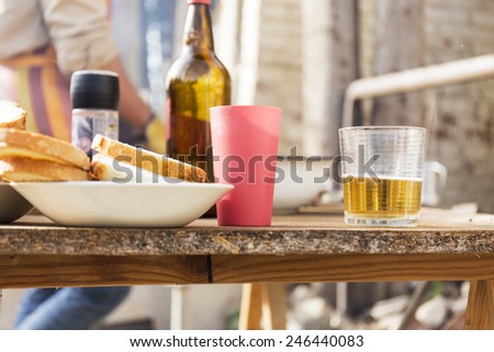 food and drinks in barbecue with friends